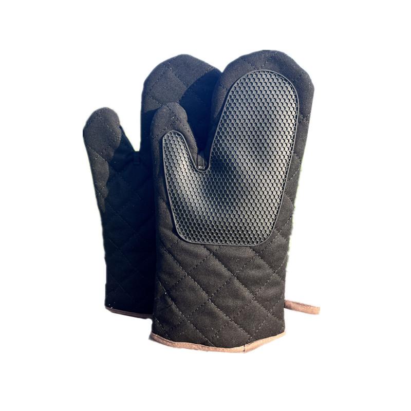 鍋つかみ ミトン オーブン 電子レンジ 蒸し器 ベーキング 調理用 キッチン用品 耐熱500℃ 高温対応 やけど防止 厚手 ロング丈 断熱 シリコン キャンバス 滑り止め加工 両手用