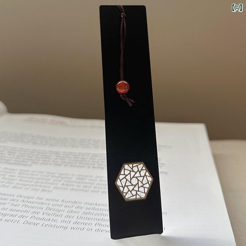 しおり 木製 ブックマーク 中国風 伝統工芸 古風 タッセル付き 縁起物 文様 手描き 記念品 プチギフト 贈り物 読書グッズ おしゃれ 雑貨