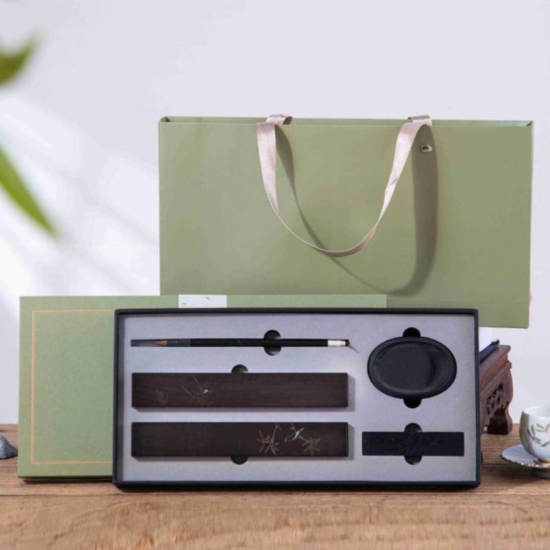 書道セット 文房四宝 中国風 伝統的 高級感 木製 本格的 初心者 毛筆 習字 書写 贈答品 ギフトボックス入り