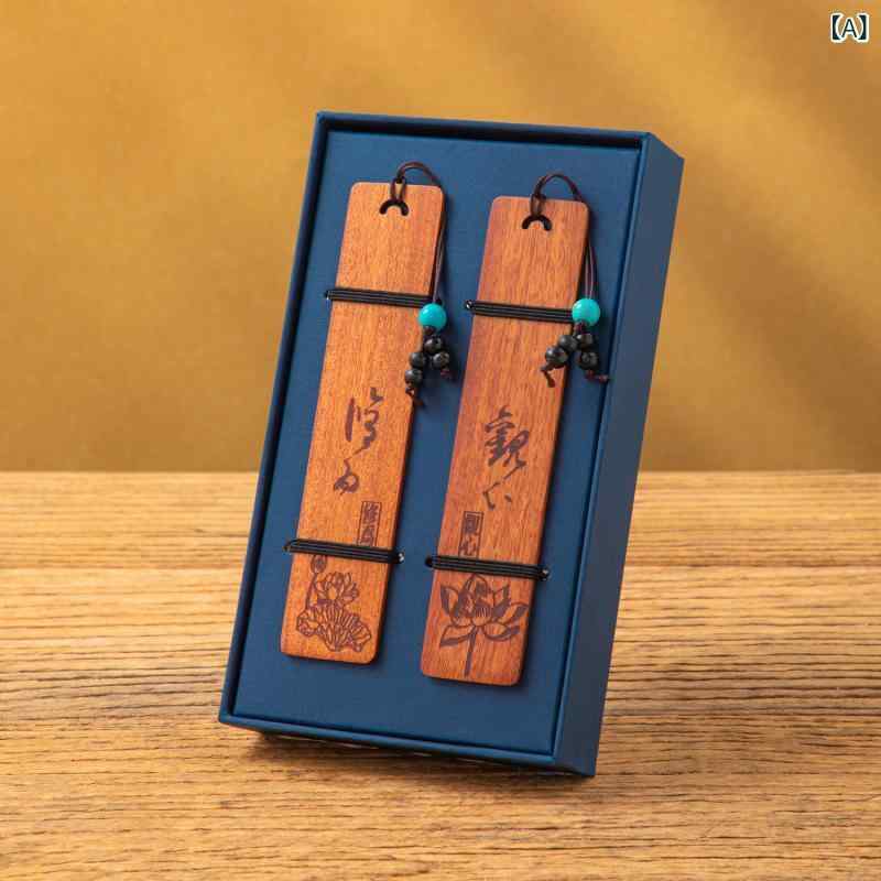 しおり 木製 銘木 ローズウッド 天然木 透かし彫り 彫刻 古風 和風 アジアンテイスト おしゃれ ブックマーク ギフトセット 贈り物 プレゼント 記念品 文房...