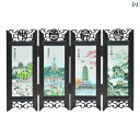 工芸品 卓上ミニ屏風 置物 アンティーク調 中国風 樹脂製 北京土産 ギフト 伝統工芸品 京劇 パンダ 山水画 風景 など多種デザイン