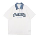 POLOシャツ メンズ レディース 半袖 ハーフジップ 襟付き ルーズフィット ゆったり アメリカンレトロ ストリート カジュアル ペア カップル 綿 コットン 刺繍 通気性 洗濯機洗い可能 春夏