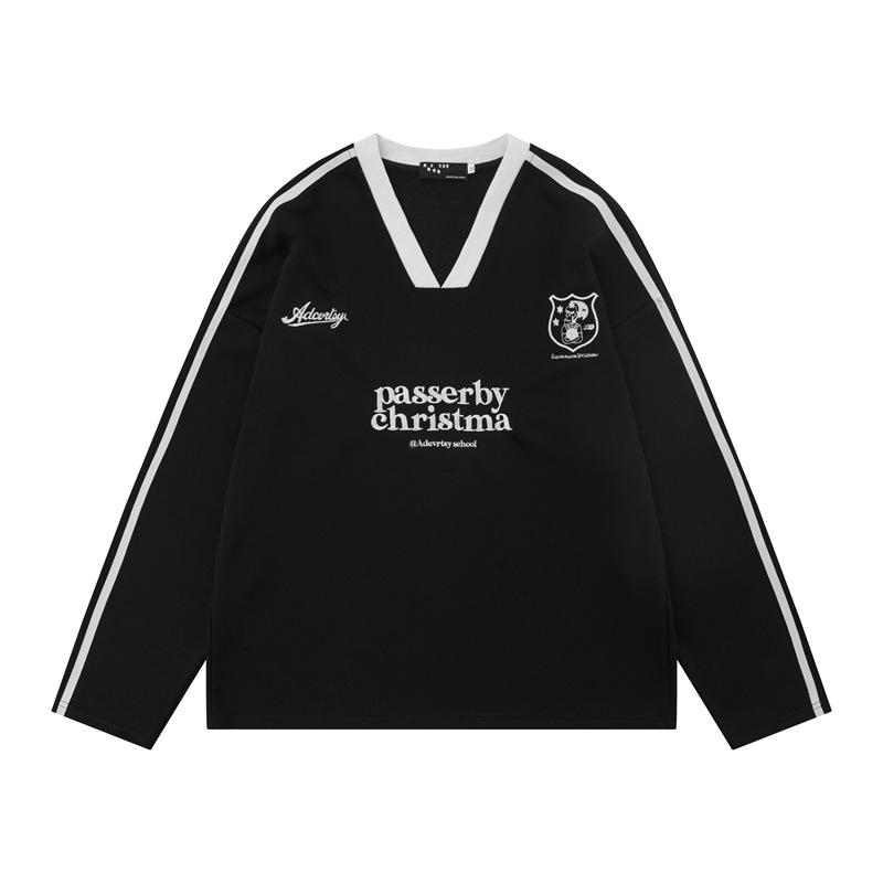 スウェット 男女兼用 ユニセックス Vネック 刺繍 オーバーサイズ ビッグシルエット 長袖 アメカジ スト..