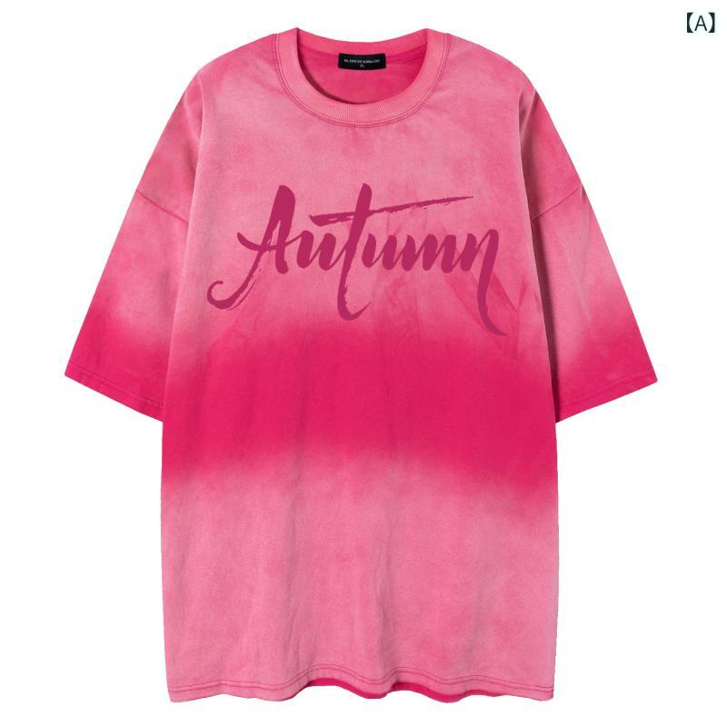 Tシャツ ユニセックス アメリカンレトロ クルーネック ロゴプリント ウォッシュ加工 ヴィンテージ風 オーバーサイズ ビッグシルエット 綿100% 半袖 トップス ストリート カジュアル 普段使い 春夏 通気性