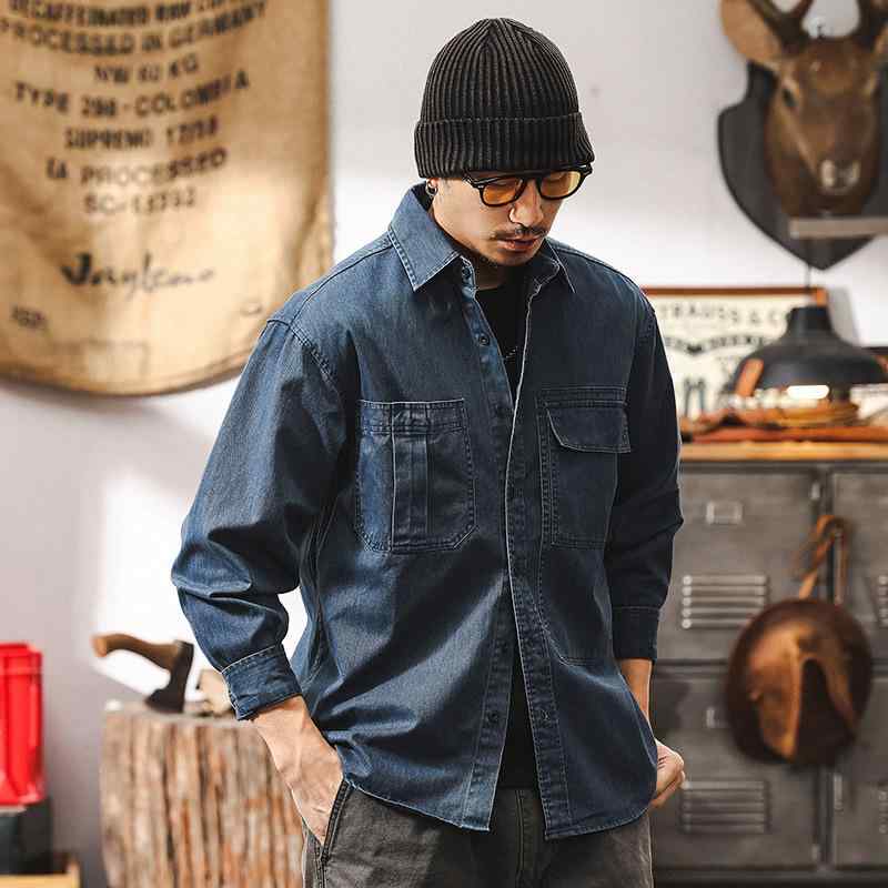 シャツ メンズ アメカジスタイル 長袖 ヘビーウェイト コットン 酵素ウォッシュ加工 ルーズフィット ビ..