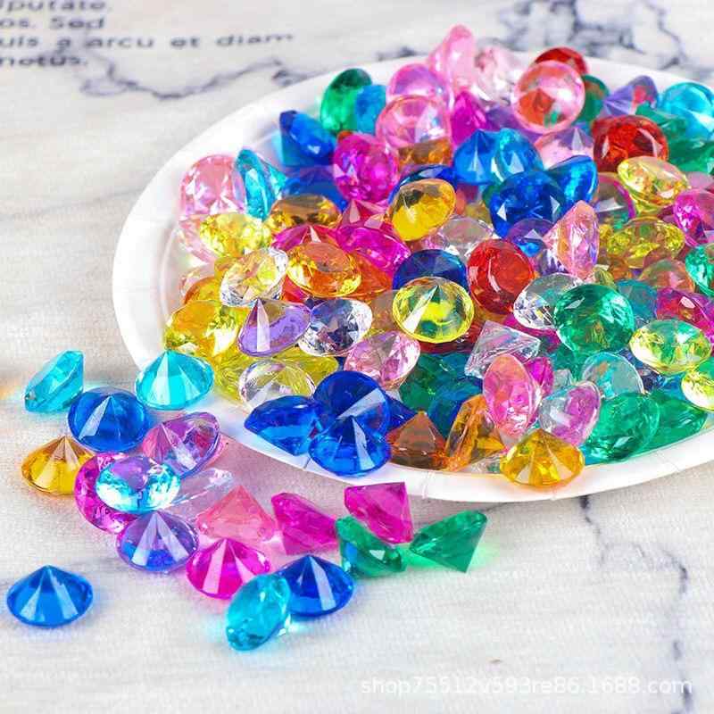 おもちゃ キッズ 子供用 2cm 模造 七色 クリスタル ジルコニア 宝石 プラスチック製 樹脂製 カラフル ..