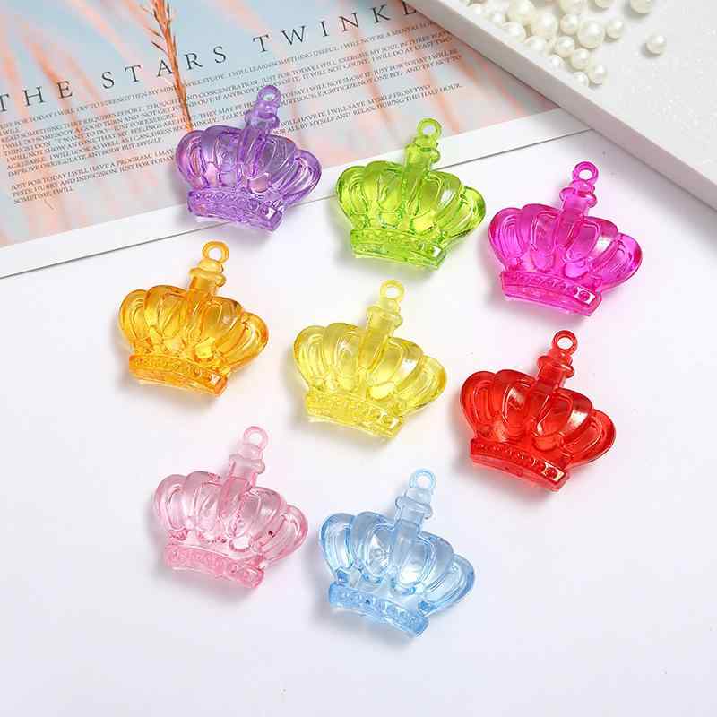 チャーム カラフル 王冠 アクリルビーズ DIY 手芸 ハンドメイド 素材 ミックスカラー プラスチック 工..