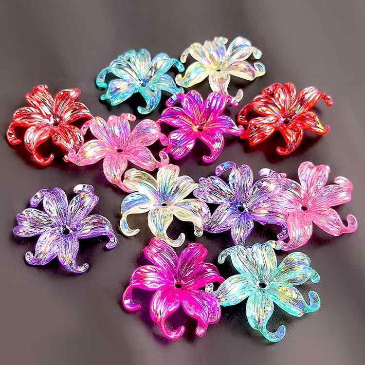 ビーズ 手芸材料 アクリル クリスタル風 スイセン アイリス 花びらパーツ DIY ハンドメイドフラワー 置物 オーナメント デコレーション 材料キット バラビーズ レッド ピンク ブルー パープル ホワイト マルチカラー