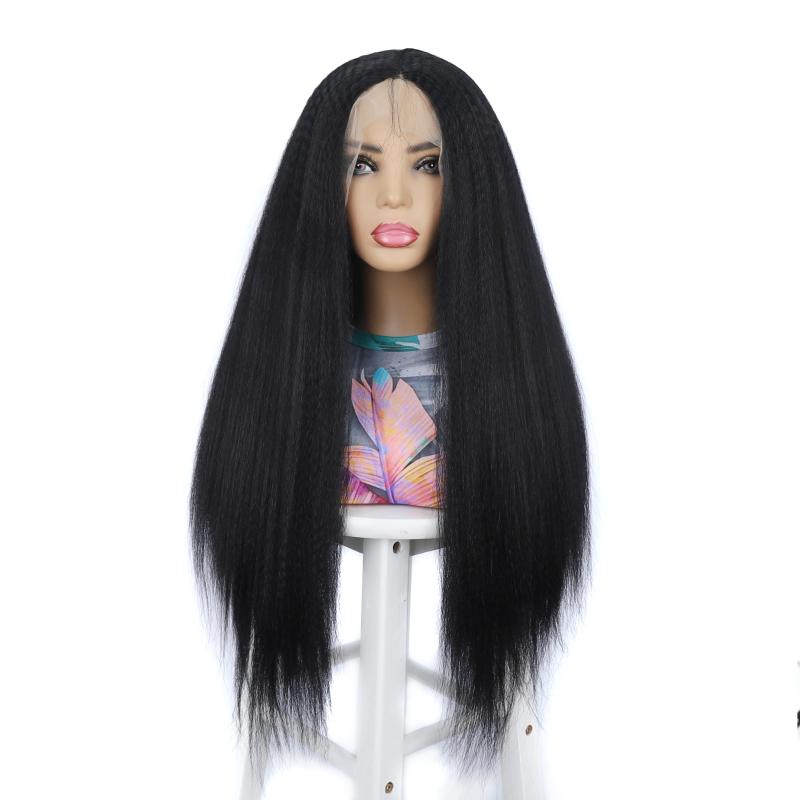 ウィッグ レディース 合成繊維 フロントレース マシンメイド ゆるふわ ボリューム ロングカール 耐熱ファイバー 斜め前髪 自然 イメチェン 普段使い