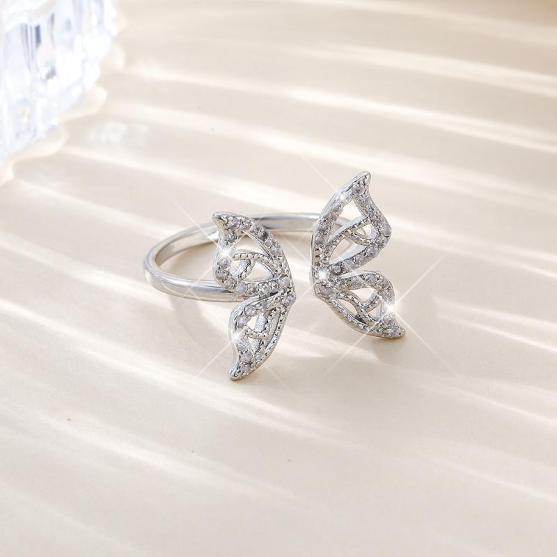 指輪 レディース 銅製 ジルコニア オープンリング フリーサイズ 上品 個性的 繊細 電気メッキ加工 幾何学模様 ラウンド シンプル 通勤 カジュアル オフィス