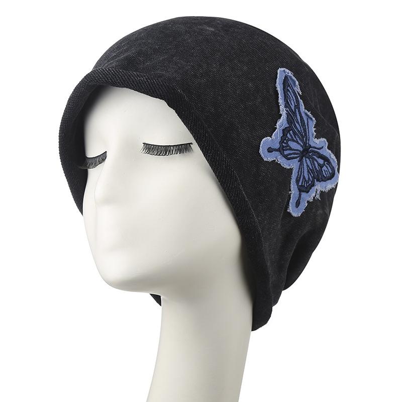 レディース ニット帽 ロールアップ 無地 蝶々柄 小顔効果 レトロ スラウチー ルーズ だぼだぼ かわいい..