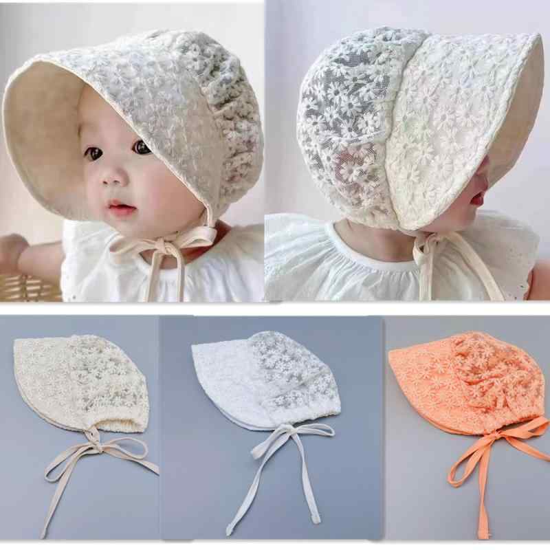 帽子 女の子 ベビー 春夏秋 デイジー柄 レース つば広 日よけ帽子 軽量 UVカット プリンセスハット かわいい 高級感 ホワイト ベージュ