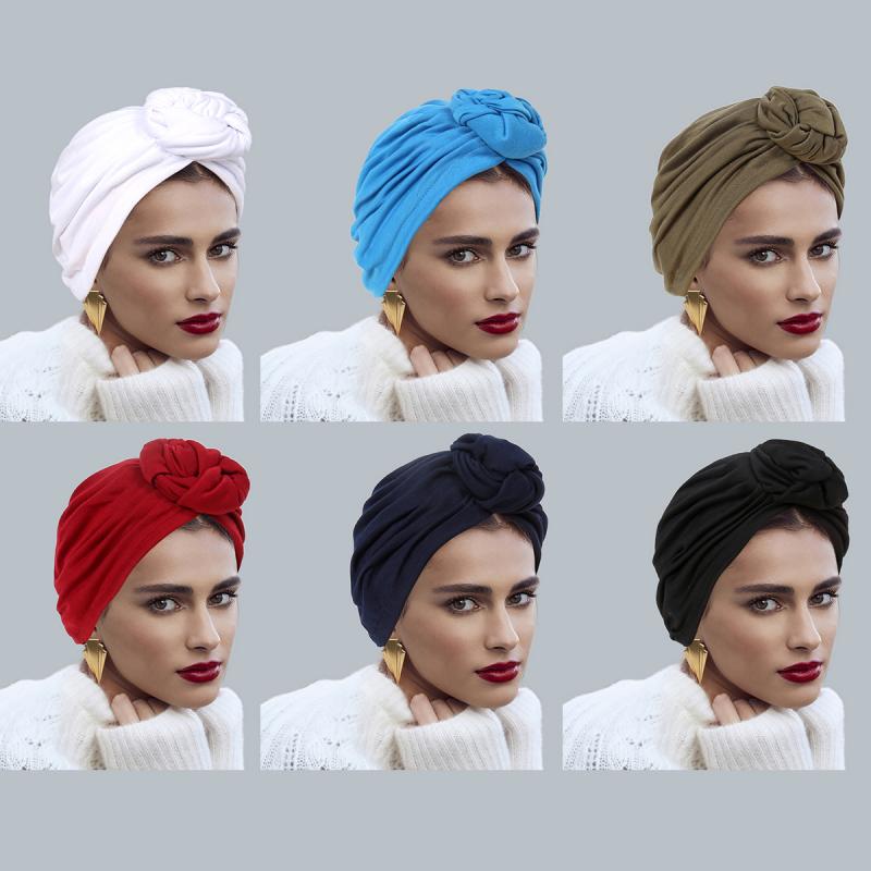 ターバン レディース 大人用 ヘッドラップ 欧米風 インド風 エスニック 無地 シンプル 結び目 ノットデ..