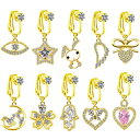 へそピアス ユニセックス ノンホール ハート形 ラインストーン クリップ式 フェイクピアス イヤークリップ 両用 欧米風 高級感 軽奢風 繊細 おしゃれ カジュアル シンプル
