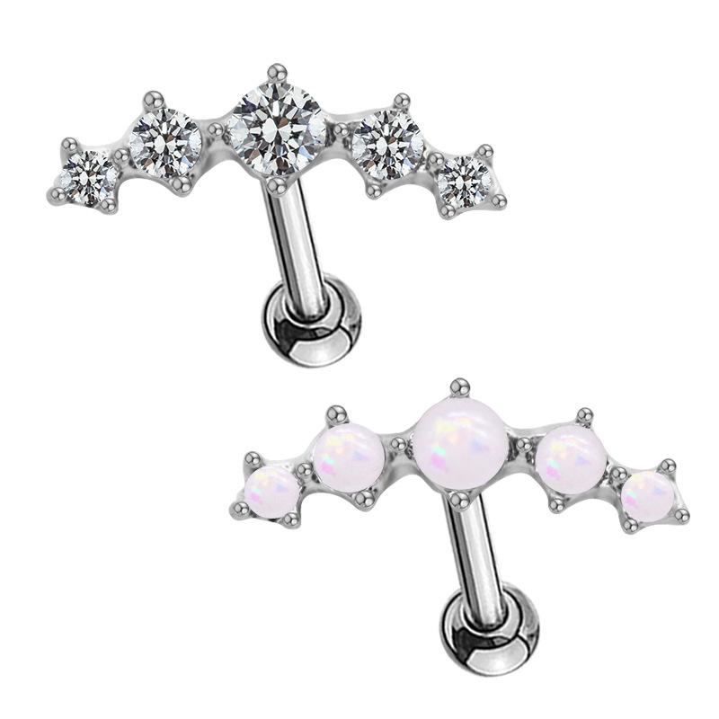 ピアス ユニセックス オパール ステンレス製 キラキラ ガラス ジルコニア ジオメトリック サークル シンプル 個性的 デザイン オフィス 通勤 デイリー(x5)