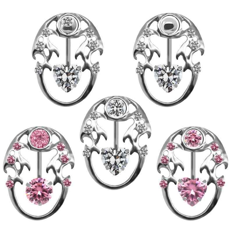 へそピアス 男女兼用 ドルフィンモチーフ イルカデザイン サージカルステンレス製 ボディピアス 欧米風 電気メッキ加工(x5)(4)