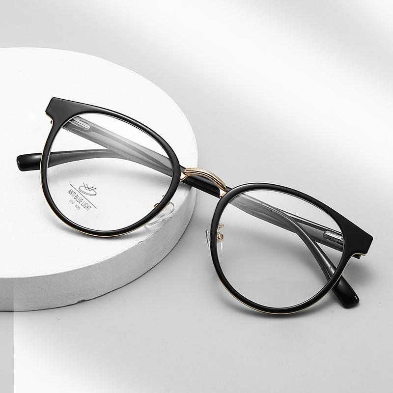 メガネフレーム ブルーライトカット 度なし おしゃれ 普段使い ラウンド コンビネーションフレーム レ..