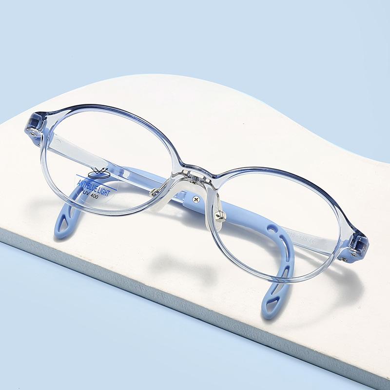 メガネ キッズ 子供用 ブルーライトカット PC用 スマホ用 学習用 保護メガネ TR90 軽量 柔軟フレーム 壊れにくい ずれにくい 度なし 伊達メガネ オーバル型 クリア ブラック ブルー ピンク パープル