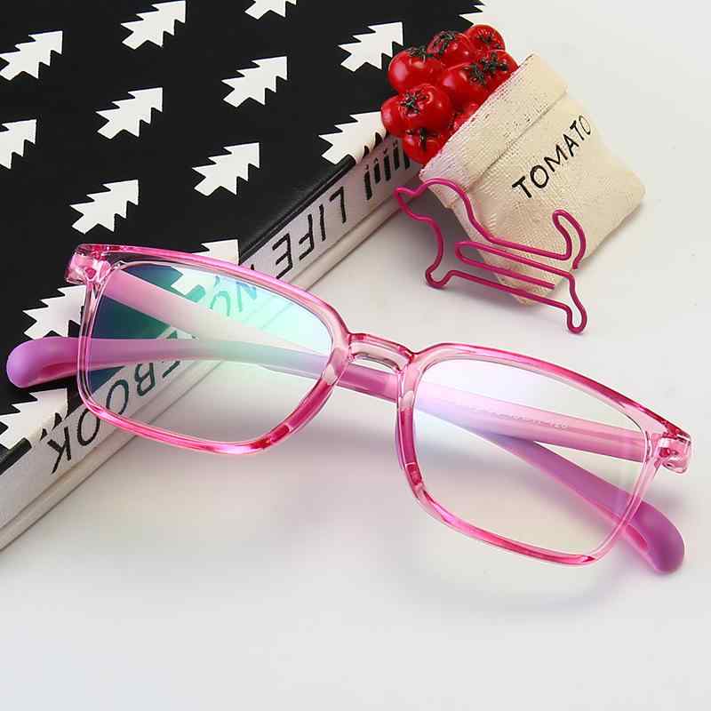 子供用メガネ 小学生 ブルーライトカット PCメガネ スマホメガネ TR90 軽量 柔らかい 度なし 目保護 スクエアフレーム フルリム 丸顔向け ブラック ブルー ピンク 多色展開