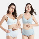 ブラジャー&ショーツセット マタニティ 授乳 妊婦用 前開き フロントオープン 薄手 綿 コットン 通気性 快適 3/4カップ 大きいサイズ ゆったりサイズ 普段使い 肌に優しい(x2)