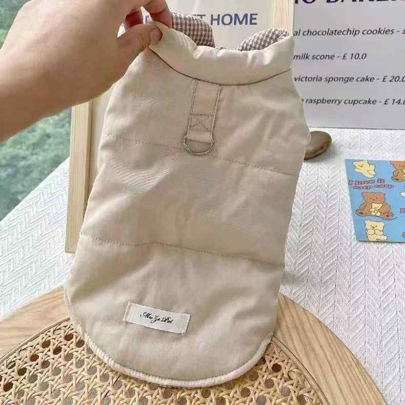 ペットウェア 小型犬 猫用 ハーネス一体型 リバーシブル ベスト 秋冬 防寒 あたたかい ソフト 軽量 ポリエステル製 散歩 お出かけ用 トイプードル チワワ ポメラニアン マルチーズ パグ ミニチュアダックスフンド シーズー ビションフリーゼ