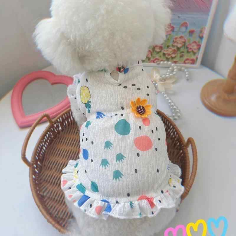 楽天花りぼん犬猫服 春夏 小型犬 猫 テディ ヨークシャー ポリエステル メッシュ ワンピース ベスト 二足タイプ UVカット 日焼け対策 ひまわり柄 散歩 お出かけ 通気性 軽量