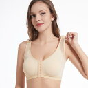 ブラジャー レディース 女性用 術後ブラ 豊胸手術用 ノンワイヤー スポーツブラ フロントホック 前開き 大きいサイズ フルカップ 薄手 全面カバー 通気性 吸湿速乾 美しいバックスタイル 背中開き ナイロン スパンデックス コットン混
