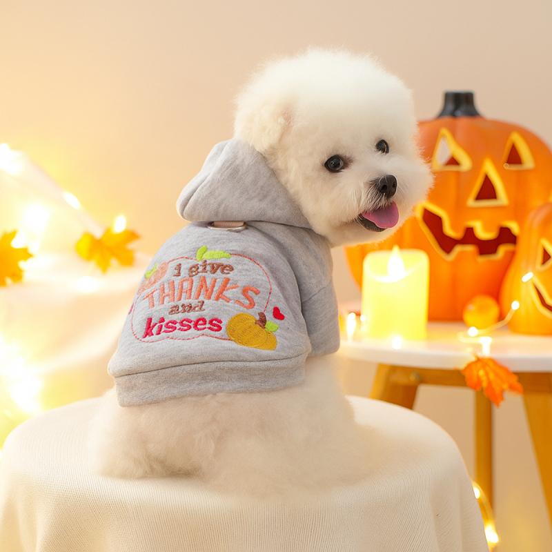 ペットウェア 犬 猫用 ドッグウェア キャットウェア 秋冬 ハロウィン 感謝祭 イベント衣装 カボチャデザイン スウェット パーカー ポリエステル カジュアル 普段着