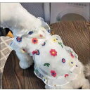 ペット服 犬 猫 小型犬 テディ ビションフリーゼ 夏用 日焼け防止 薄手 メッシュ プリンセス ワンピース ポリエステル製 男女兼用 かわいい おしゃれ お散歩 普段使い 涼しげ 淡い色合い