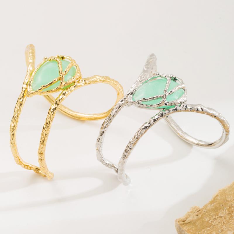 楽天花りぼんバングル レディース 欧米風 レトロ メタル 樹脂 蔓 ツタ 水滴 ティアドロップ 不規則 模様 オープンタイプ 高級感 カジュアル オフィススタイル ゴールド シルバー