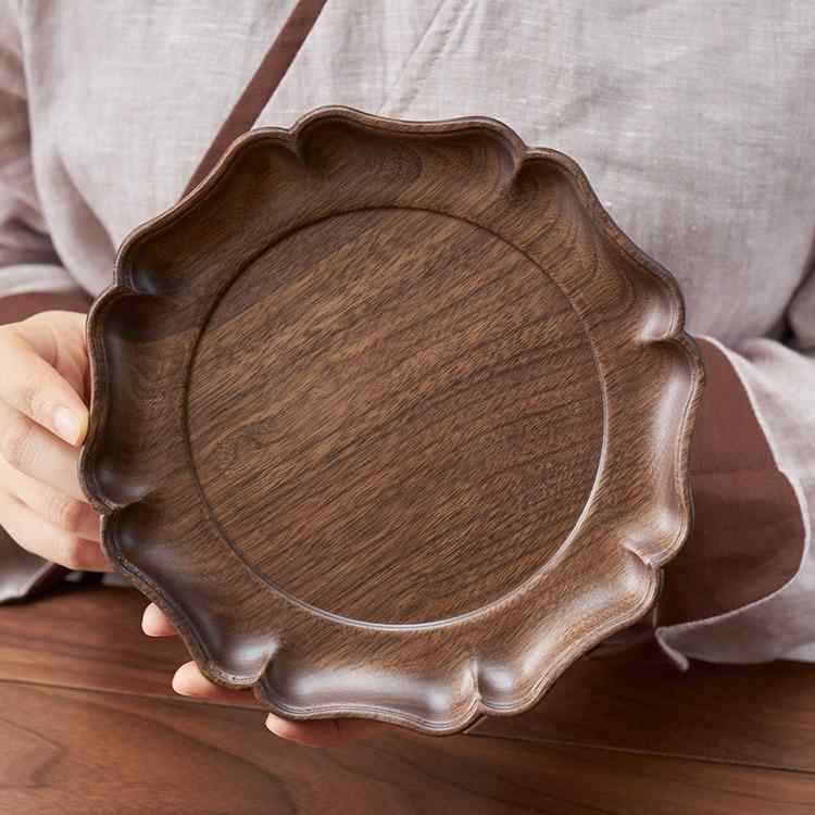 茶盤 黒胡桃 ウォールナット 無垢材 天然木 茶托 木製トレー 和風 和モダン シンプル モダン リビング..