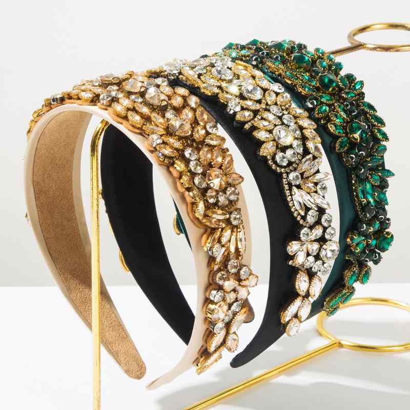 カチューシャ レディース バロック風 フルラインストーン キラキラ 布製 高級感 エレガント 個性的 お..