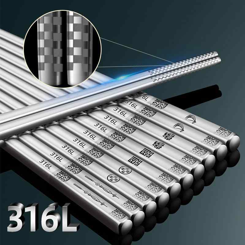 箸 316ステンレス製 四角 家庭用 北欧スタイル 抗菌 防カビ 滑り止め加工 福文字入り 食洗機対応 食品用 高級感 ギフトボックス入り カトラリーセット