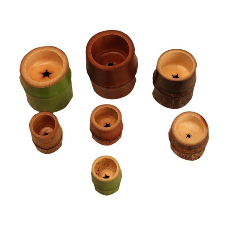 蓋置 竹製 竹根 紫竹 老竹 手作り ハンドメイド 茶道具 茶器 壺蓋置き 急須蓋置き 鉄瓶蓋置き 炭化加工 漆塗り レトロ アンティーク調 茶道用品(x2)