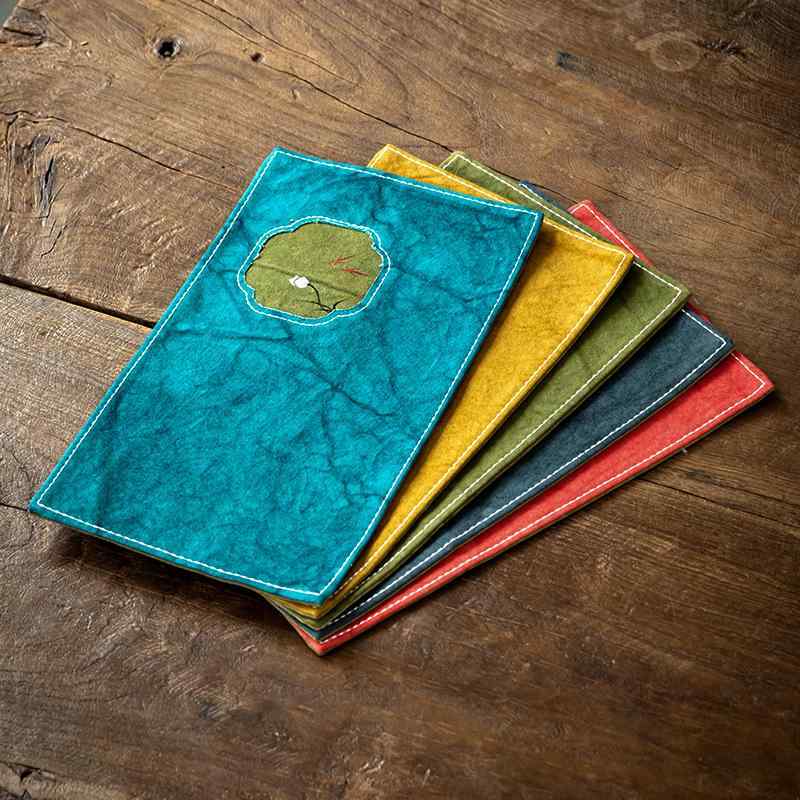 茶席 和風 刺し子刺繍 高級感 吸水 断熱 窓花柄 茶敷き コースター テーブルクロス 茶巾 茶托 布地 小..