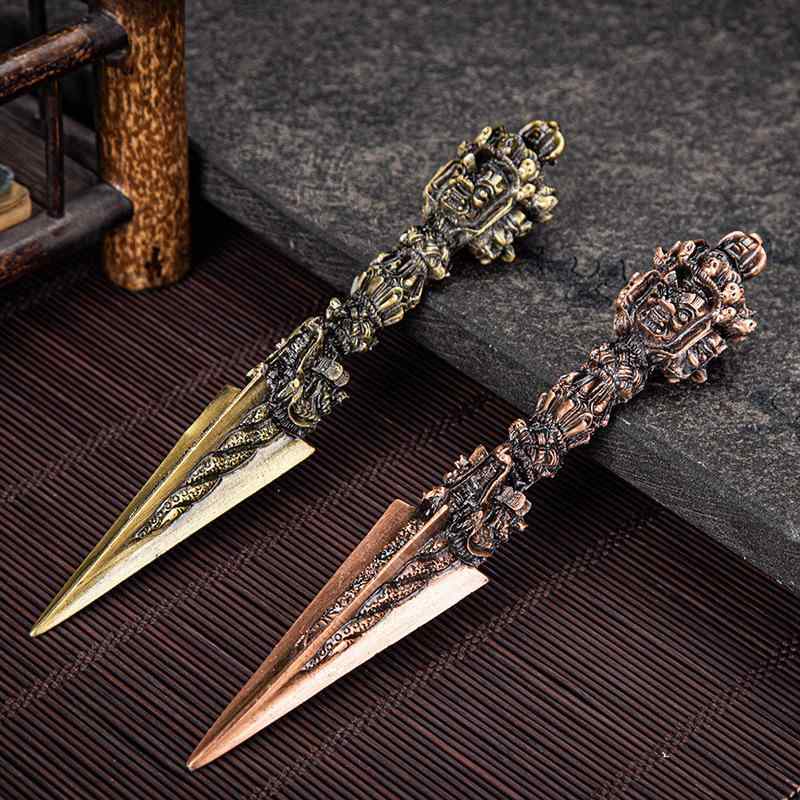 茶刀 金剛杵型 亜鉛合金製 酸化防止 プーアル茶用 茶葉分解 茶針 茶道具 赤銅色 真鍮色 上質 ティーア..