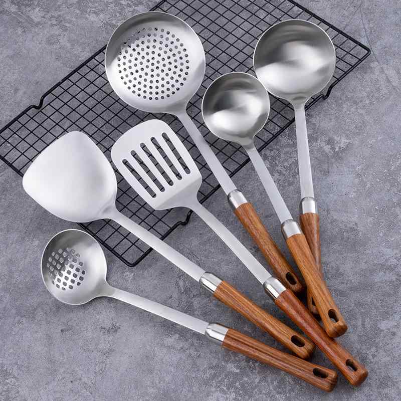 調理器具セット 家庭用 天然木ハンドル 304ステンレス フライ返し お玉 穴あきヘラ 穴あきお玉 キッチ..
