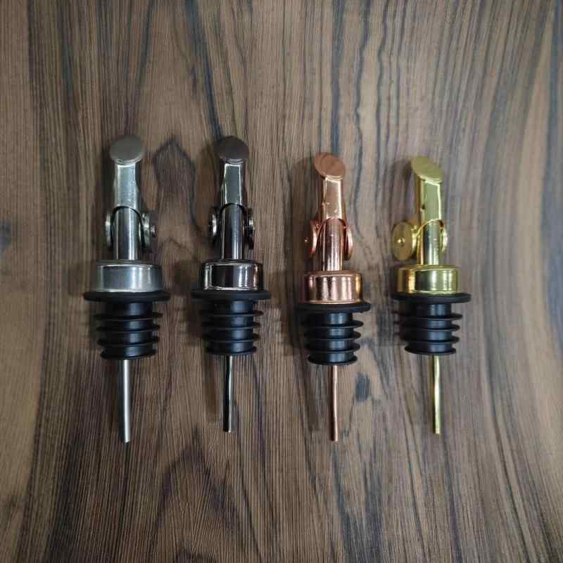 ボトルポアラー ステンレス製 自動開閉式 フリップキャップ ワイン オイル リキュール 調味料 液だれ防止 密閉保存 瓶栓 ボトルストッパー バー用品 キッチン用品 シルバー ゴールド ローズゴールド ガンメタリック(x2)