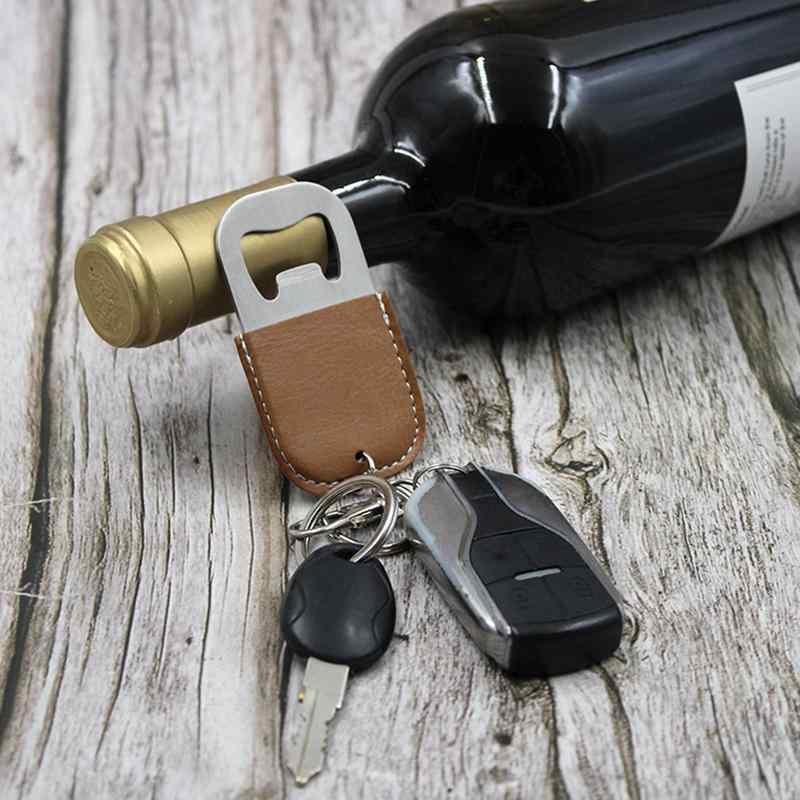 栓抜き レザー 携帯用 キーホルダー ポータブル 多機能 アルミ合金製 ビール カクテル ドリンク アウトドア キャンプ 便利グッズ おしゃれ