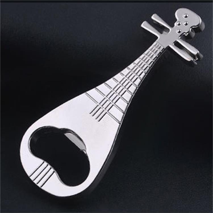 栓抜き ボトルオープナー キーホルダー キーチェーン 金属製 亜鉛合金 琵琶型 楽器型 ユニークデザイン..
