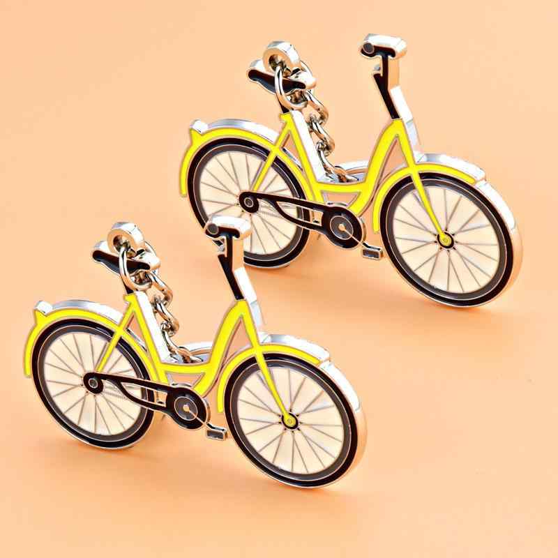 キーホルダー 自転車 ミニ ボトルオープナー 金属製 おしゃれ キーリング チャーム イエロー 栓抜き リ..