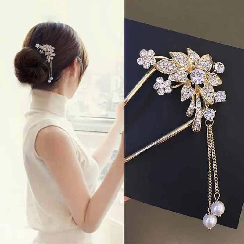 かんざし レディース Uピン ヘアコーム 大ぶり 揺れる フラワー 上品 かわいい お団子ヘア まとめ髪 髪飾り