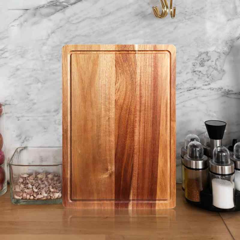 まな板 アカシアウッド 天然木 家庭用 両面使用 排水溝付き 野菜 果物用 カッティングボード パーティ..
