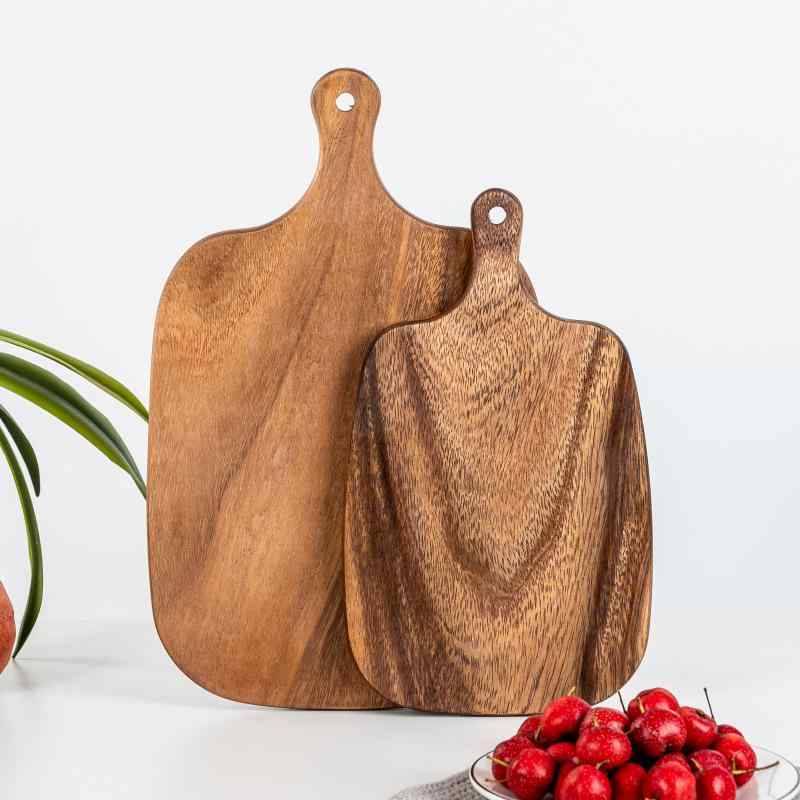 まな板 アカシア材 天然木 無垢材 カッティングボード ステーキ パン ピザ用 キッチン 調理 盛り付け 食卓 普段使い 変形 おしゃれ Sサイズ Lサイズ(x2)