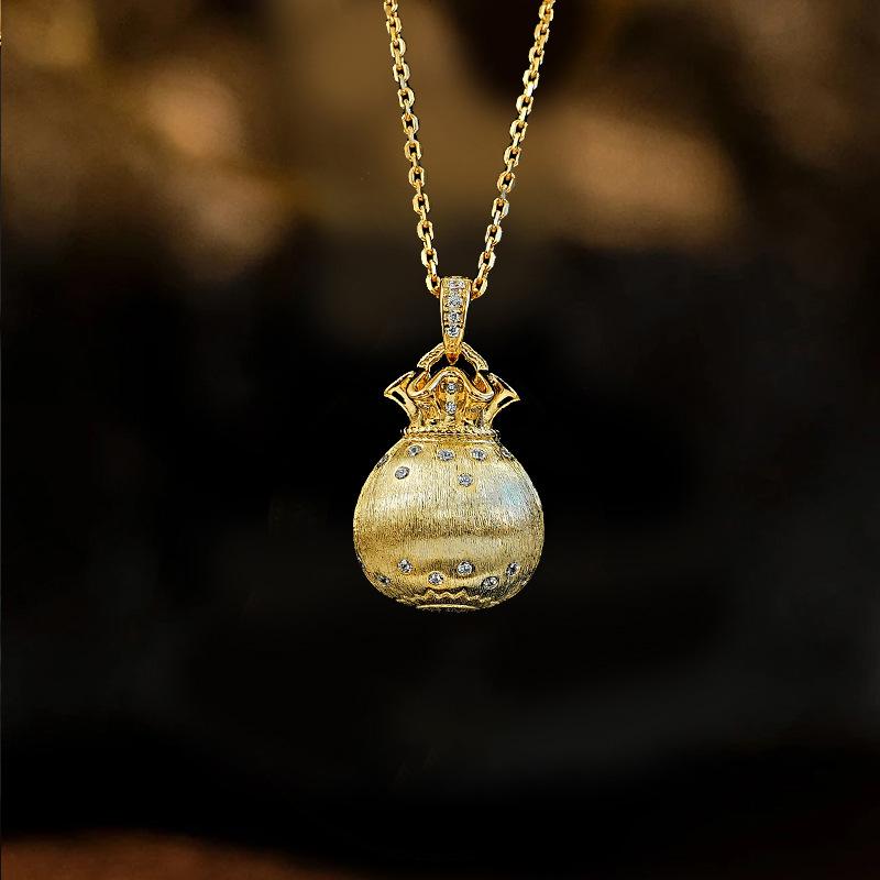 ネックレス 福袋モチーフ 鎖骨ネックレス 新中国風 高級感 繊細 エレガント 普段使い パーティー 真鍮..