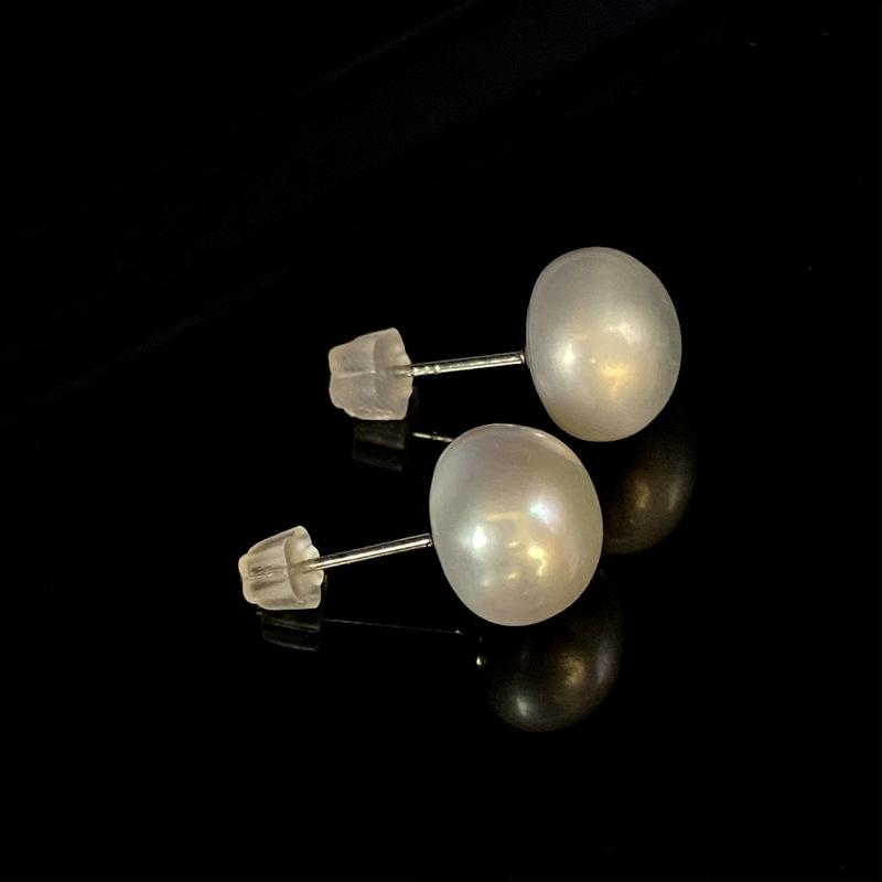 ピアス レディース 天然淡水パール S925シルバー アレルギー対応 扁平オーバル 個性的 シンプル エレガント 上品 大人 通勤 オフィス カジュアル 耳飾り