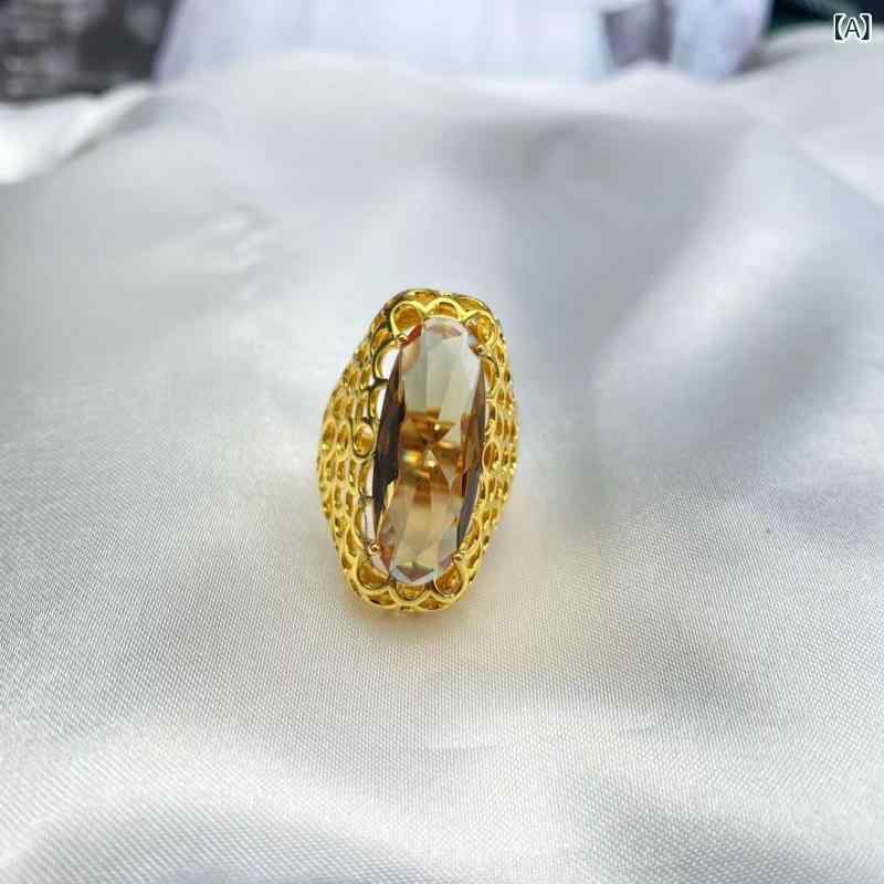 花りぼんの指輪 レディース 天然 スルタン石 カラーチェンジ 変色効果 宝石付き 個性的 デザイン性 高見え 万能 普段使い オフィス ファッション カジュアル オーバル ゴールド サイズ調整可能｜アングル2