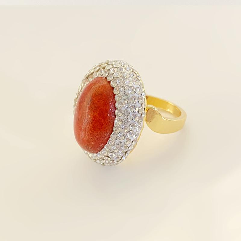 指輪 レディース 女性用 赤サンゴ レッドコーラル ジルコニア フリーサイズ サイズ調整可能 電気メッキ..