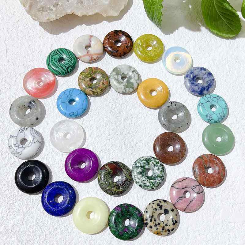 ネックレス 天然水晶 天然石 パワーストーン 平安扣 円形 2cm ペンダントトップ DIY用アクセサリーパーツ レトロ風 日常使い 通勤 紫水晶 ローズクォーツ クリアクォーツ