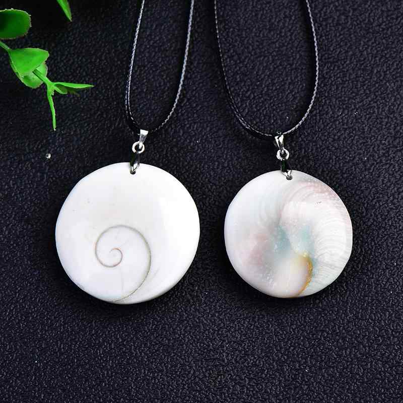 ネックレス 天然 太陽貝 シェル ラウンド ペンダント ホワイト アクセサリー ジュエリー シンプル おし..